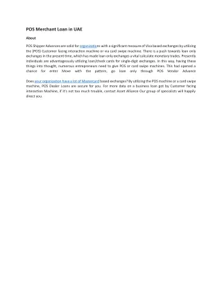 POS Merchant Loan in UAE
