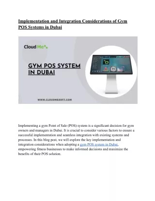 Implementation and Integration Considerations of Gym POS Systems in Dubai