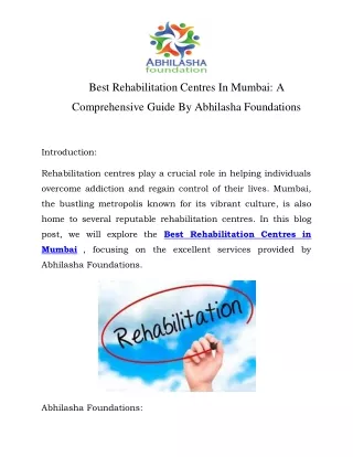 Best Rehabilitation Centres in Mumbai Call-8484929037