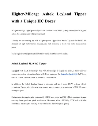 Higher-Mileage Ashok Leyland Tipper with a Unique HC Dozer