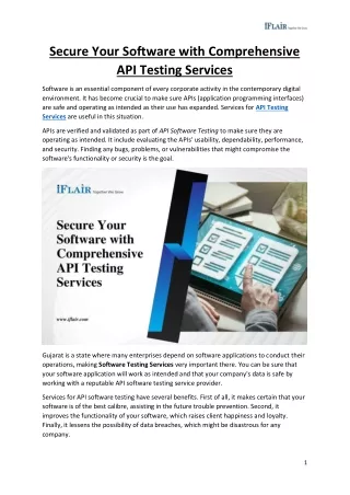 Secure Your Software with Comprehensive API Testing Services