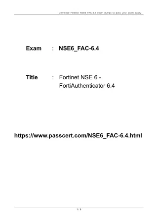 Fortinet NSE6_FAC-6.4 Exam Dumps With 100% Pass