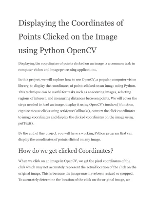 Displaying the Coordinates of Points Clicked on the Image using Python OpenCV