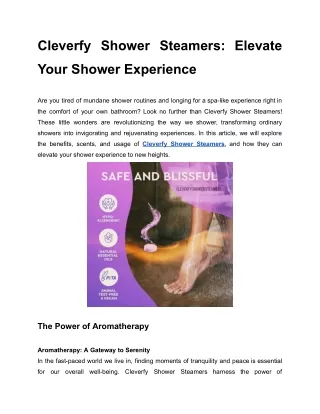 Cleverfy Shower Steamers_ Elevate Your Shower Experience