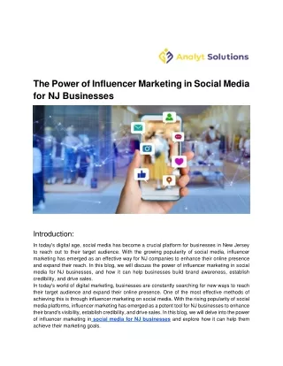 The Power of Influencer Marketing in Social Media for NJ Businesses