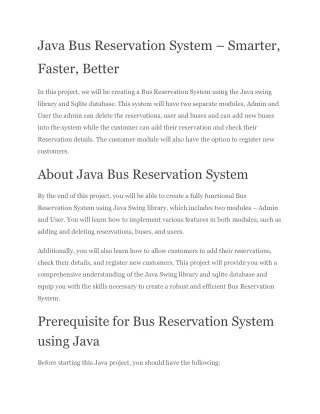 Java Bus Reservation System – Smarter, Faster, Better