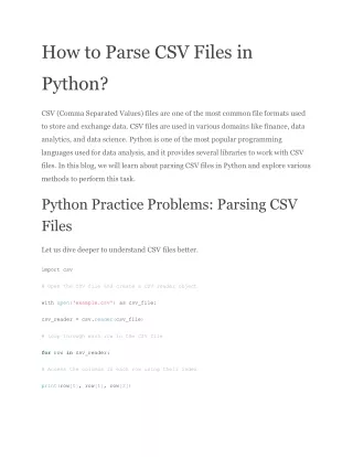 How to Parse CSV Files in Python