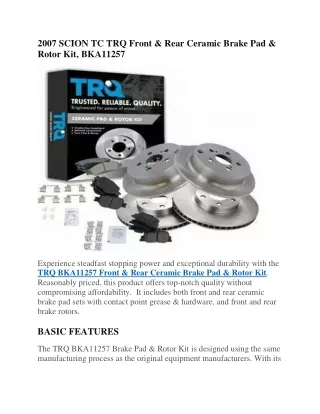 2007 scion tc brake pads and rotors