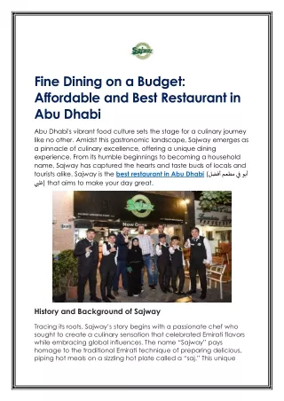 Fine Dining on a Budget: Affordable and Best Restaurant in Abu Dhabi