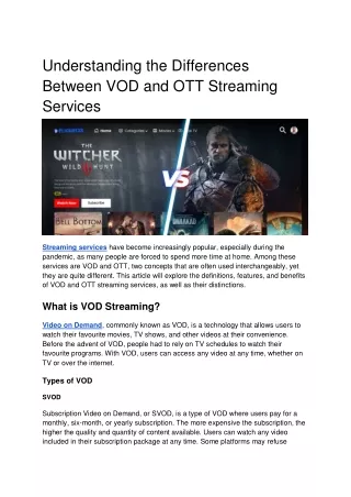 Understanding the Differences Between VOD and OTT Streaming Services