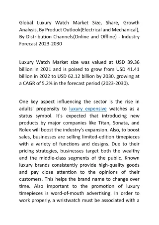 Global Luxury Watch Market Size