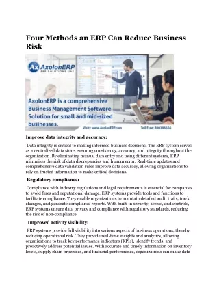 Four Methods an ERP Can Reduce Business Risk