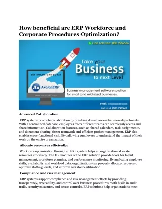 How beneficial are ERP Workforce and Corporate Procedures Optimization