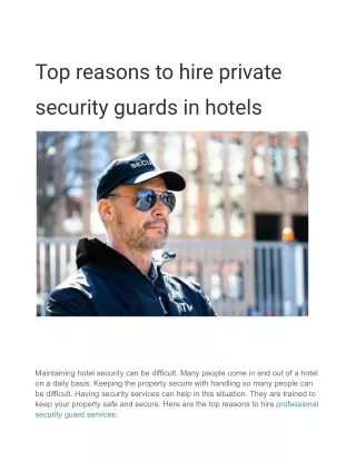 Top reasons to hire private security guards in hotels