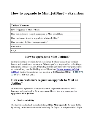 How to upgrade to Mint JetBlue