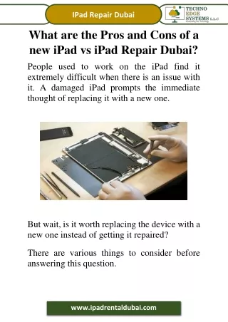 What are the Pros and Cons of a new iPad vs iPad Repair Dubai?
