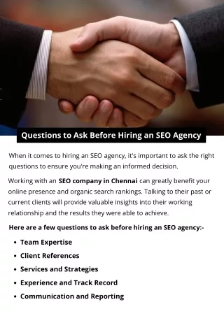 Questions to Ask Before Hiring an SEO Agency