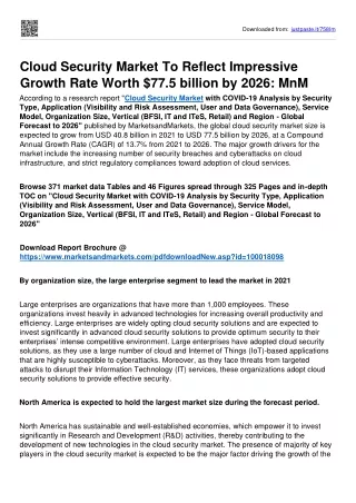 Cloud Security Market Emerging Trends, Application Scope, Size, Status, Analysis