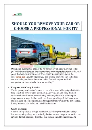 SHOULD YOU REMOVE YOUR CAR OR CHOOSE A PROFESSIONAL FOR IT