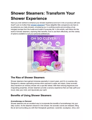 Shower Steamers_ Transform Your Shower Experience