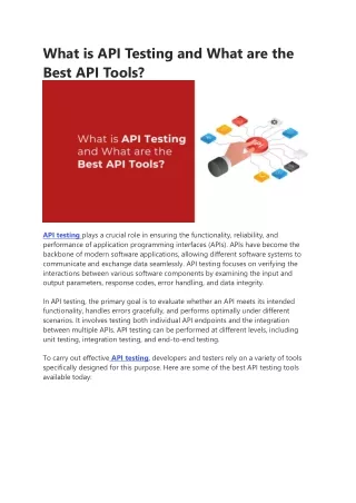 What is API Testing and What are the Best API Tools