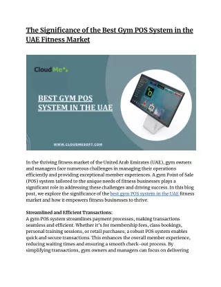 The Significance of the Best Gym POS System in the UAE Fitness Market