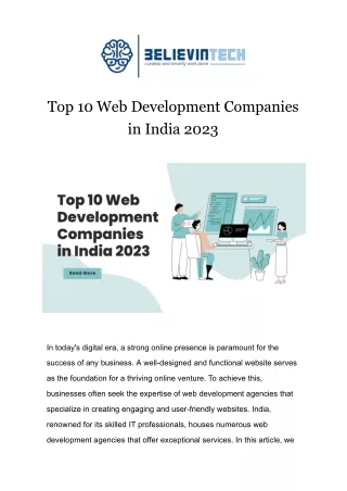 Top 10 Web Development Companies in India 2023