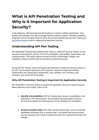 What is API Penetration Testing and Why is it Important for Application Security
