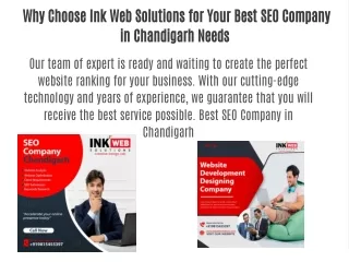 Why Choose Ink Web Solutions for Your Best SEO Company in Chandigarh Needs