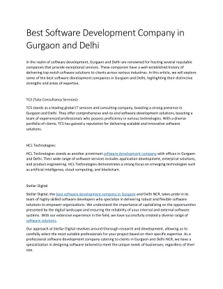 Best Software Development Company in Gurgaon and Delhi