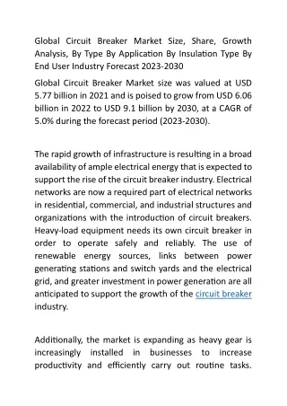 Global Circuit Breaker Market Size