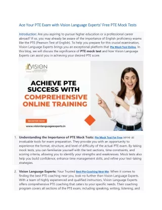 Master the PTE Exam with Convenient PTE Mock Tests Online