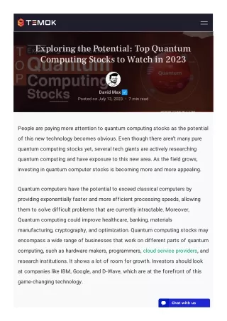 Exploring the Potential: Top Quantum Computing Stocks to Watch in 2023