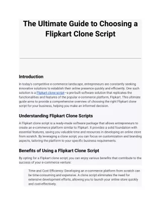 The Ultimate Guide to Choosing a Flipkart Clone Script