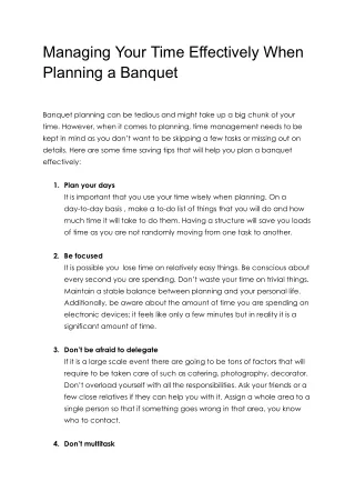 Managing Your Time Effectively When Planning a Banquet