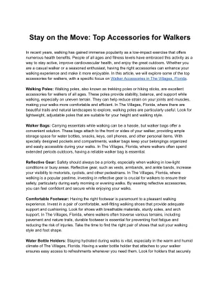 Stay on the Move: Top Accessories for Walkers