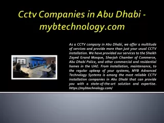 Cctv Companies in Abu Dhabi - mybtechnology.com