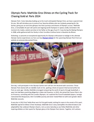 Olympic Paris  Mathilde Gros Shines on the Cycling Track for Chasing Gold at Paris 2024