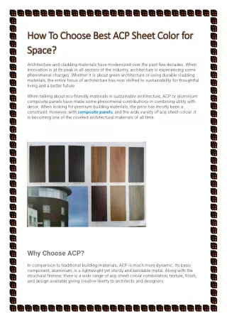 How To Choose Best ACP Sheet Color For Space?