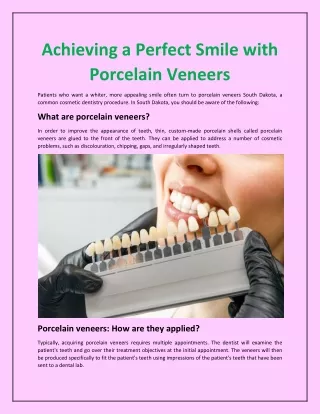 Achieving a Perfect Smile with Porcelain Veneers