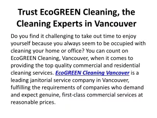 BEST ECO CLEANING IN CANADA | ECO GREEN