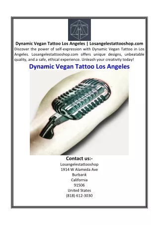 Dynamic Vegan Tattoo Los Angeles | Losangelestattooshop.com