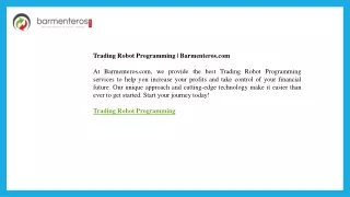 Trading Robot Programming  Barmenteros.com