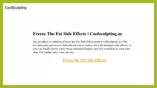 Freeze The Fat Side Effects  Coolsculpting.ae