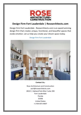 Design Firm Fort Lauderdale | Rosearchitects.com