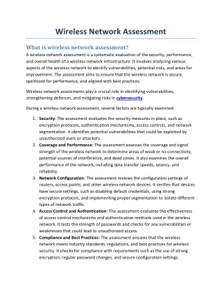 Wireless Network Assessment