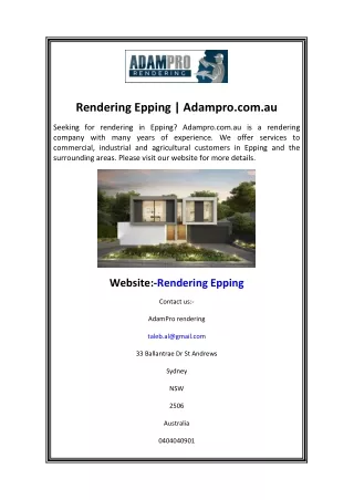Rendering Epping  Adampro.com.au