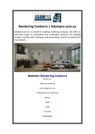 Rendering Canberra  Adampro.com.au