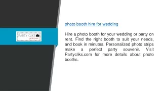 Photo Booth Hire for Wedding  Partycliks.com