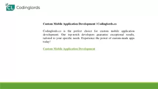 Custom Mobile Application Development  Codinglords.co